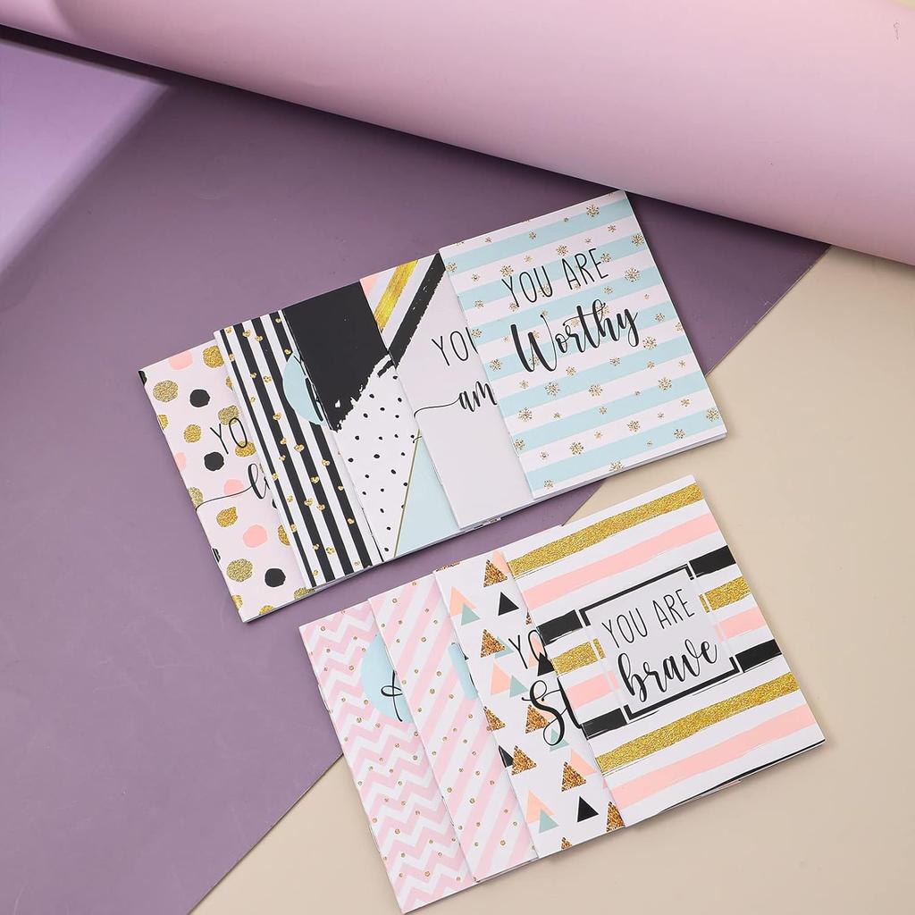 Sherr 72 Pcs Inspirational Notepads Party Favors Mini Motivational Journal Notebook Glitter Lines and Dots Inspiring Small Pocket Notepads Bulk for