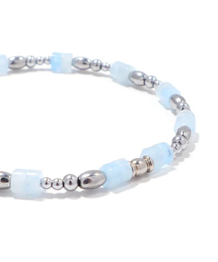 Sky Blue Disc Hematite Bracelet (PLT-BR-126_SKB)
