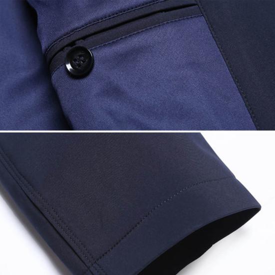 Fall Spring Men Coat Turn-down Collar Solid Color Long Sleeve Single-breasted Cardigan Smooth Formal Business Style Men Mid Length Jacket