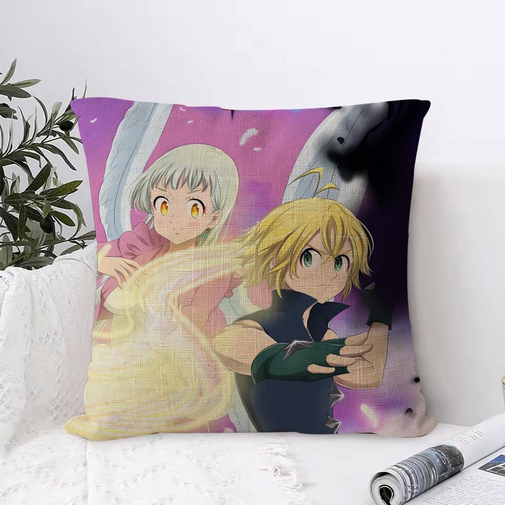 Anime DDeadly SSins Cushion Cover Eco Linen Pillow Case DoubleSided Print Breathable Durable Zipper Home Decor Gift