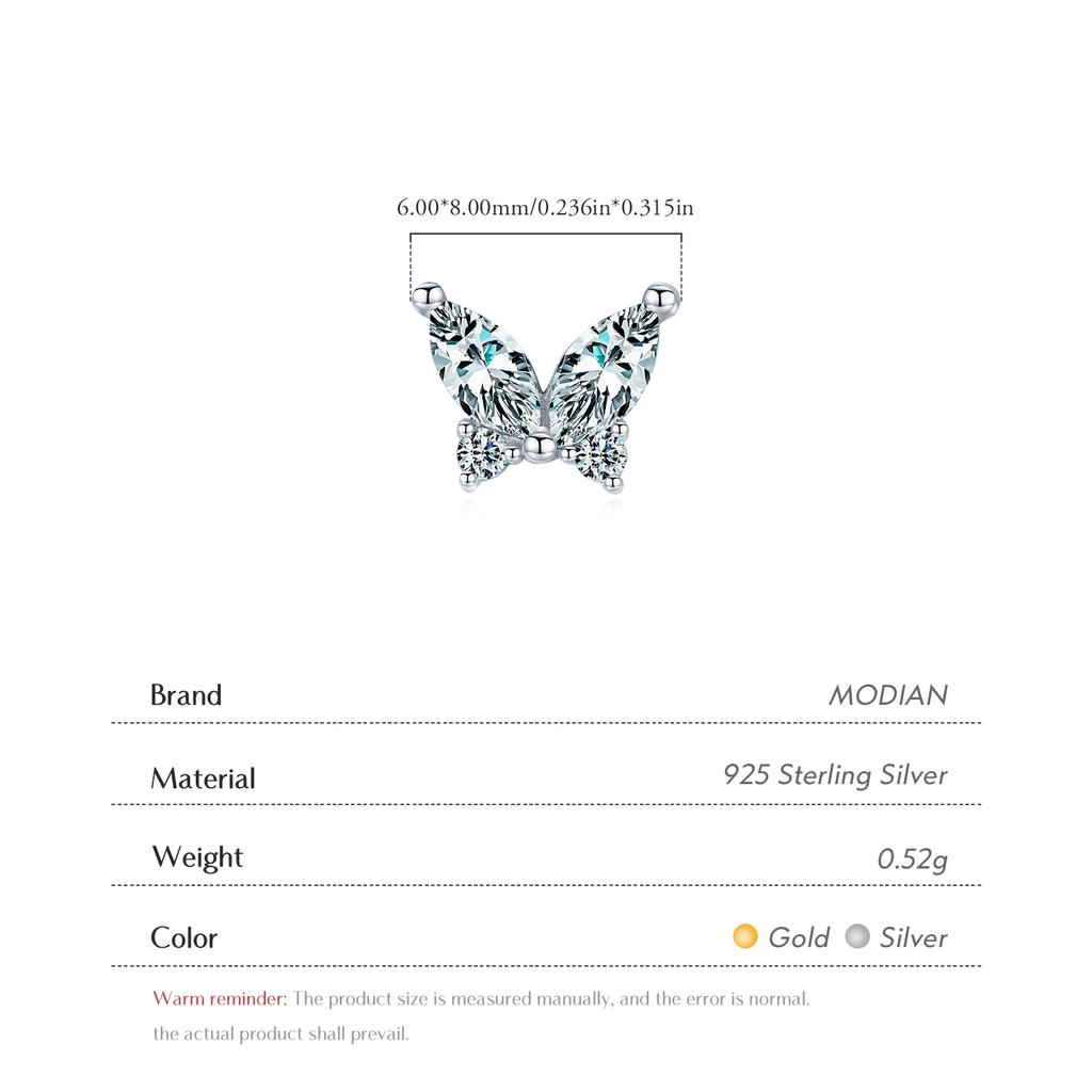Modian 1 Piece Gold Geometric Shape Stud Earring 925 Silver Sparkling Clear CZ Earrings For Women Collocation Jewelry