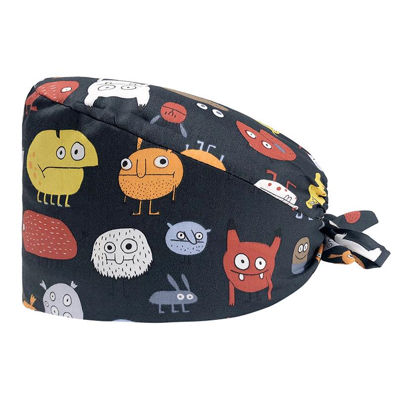 

Breathable Cotton Surgical Cap - Cute Print for Women & Men No Button - Adjustable