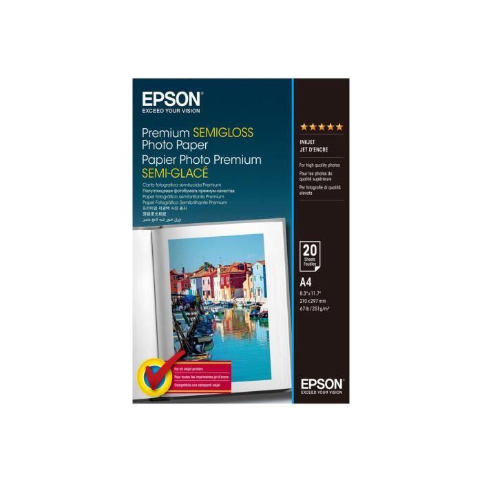 Pololesklý fotografický papír - Epson - Premium - 20 listů - 251 g/m2 - A4 - Bílý