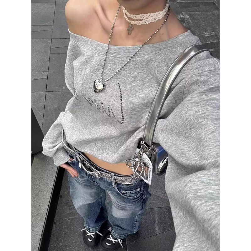 

Тонкая толстовка без бретелек с капюшоном и американской надписью, весна-осень Grey M