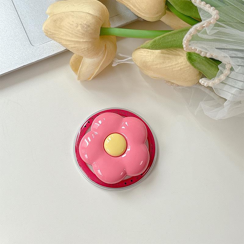 Hyuna Style Solid Color Floral Phone Holder with Magnetic Magsafe, Stable Retractable Design.