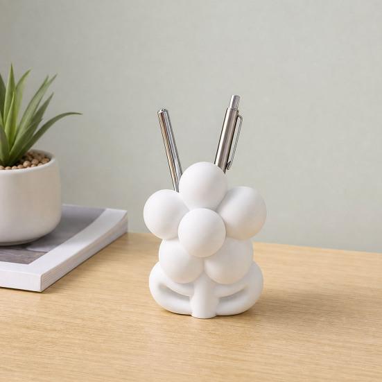 3D Printed Flower Shape Makeup Brush Holder, Floral Pen Pencil Holder, Aesthetic Cute Flower Home Decor, Desktop Organizer for Home Office