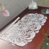 Elegant White Velvet Lace Oval Tablecloth Table Mat - Floral Pattern Polyester Tablecloth, Suitable for Catering, Coffee and Home Decor, Perfect