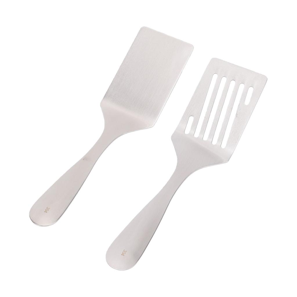 2 Pack Stainless Steel Spatulas Set Barbecue Slotted Turner Cooking Utensils for Kitchen Camping Grilling Frying