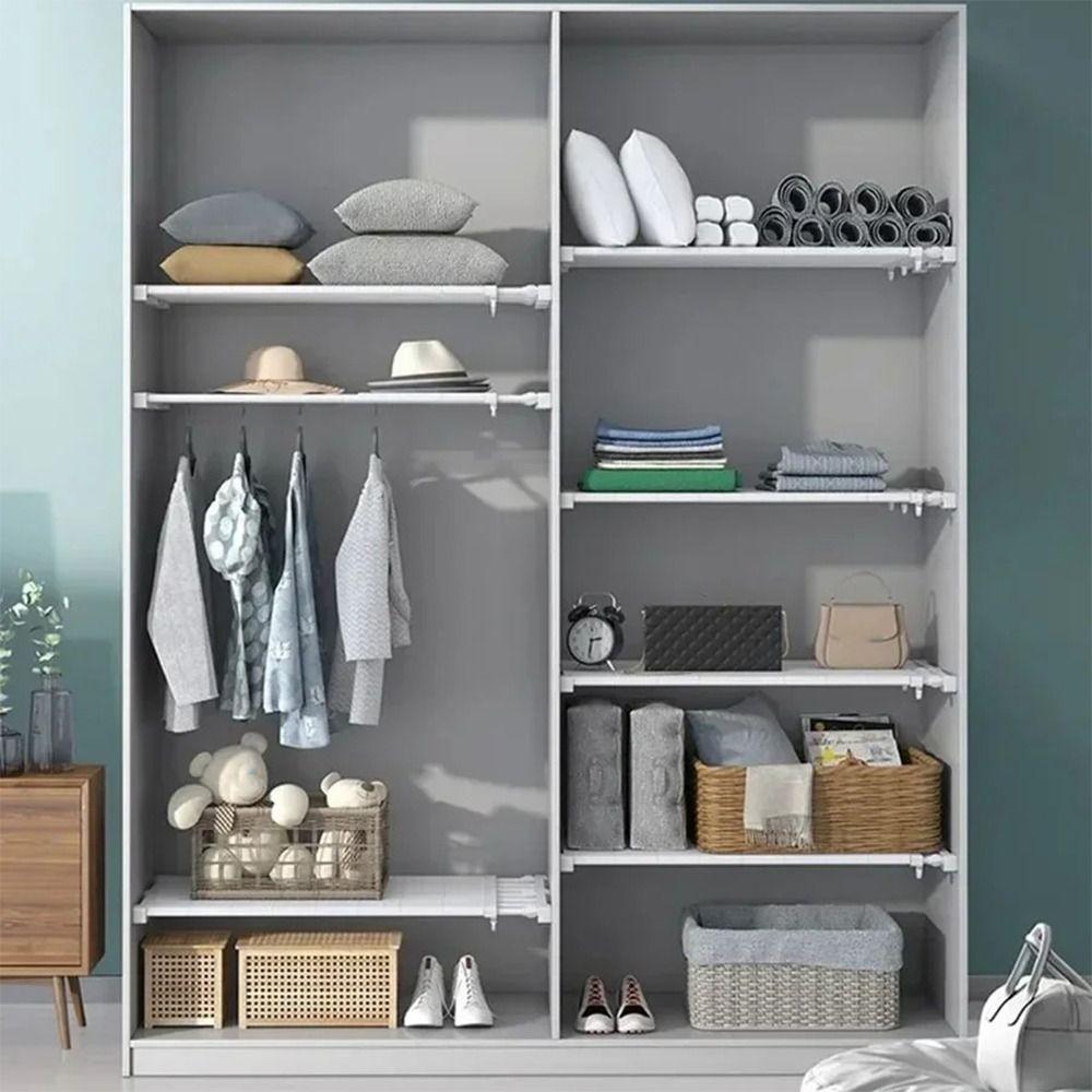 Punch-free Expandable Divider Adjustable Wardrobe Storage Shelf Cabinet Holders  Bedroom