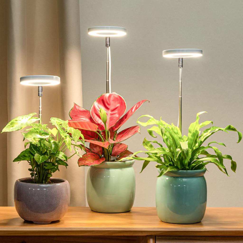 Lampă LED de umplere cu spectru complet pentru plante solare de interior cu înălțime reglabilă, temporizator 3/9/12H, reglare a intensității pe 10 niveluri pentru grădină