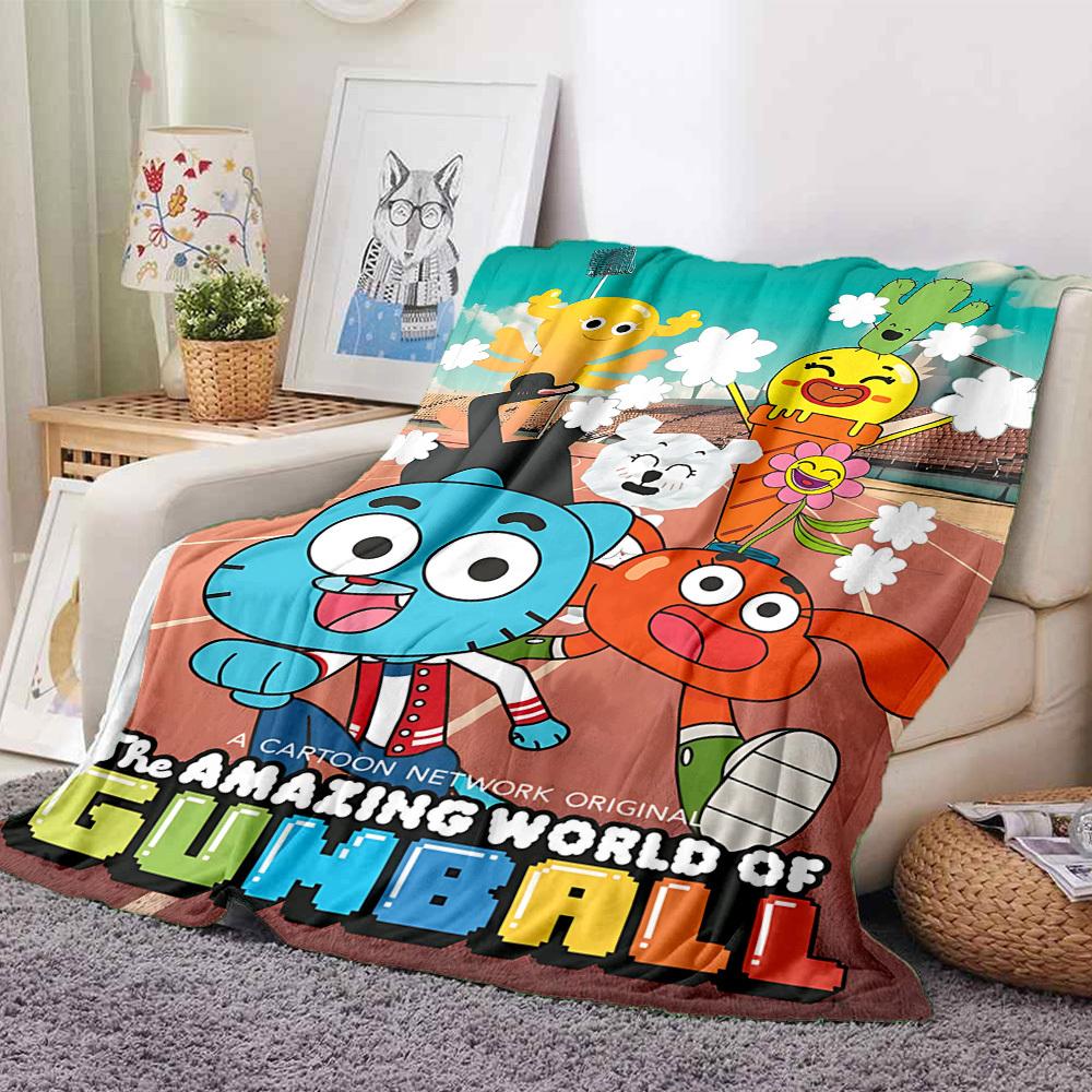 

1pc The Amazing World of Gumball Flannel Throw Blanket - HD Printed Lightweight Soft Warm All-Season Blanket for Sofa, Bed, Travel015 130cmx150cm