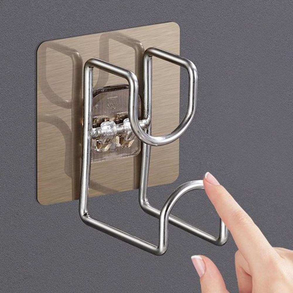 6 PCS Stainless Steel Wash Basin Hook Brown Silver Basin Hanger Self Adhesive Hook Home Supply