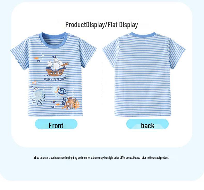 Boys' Pirate Ship Print Short Sleeve T-shirt, Summer Edition