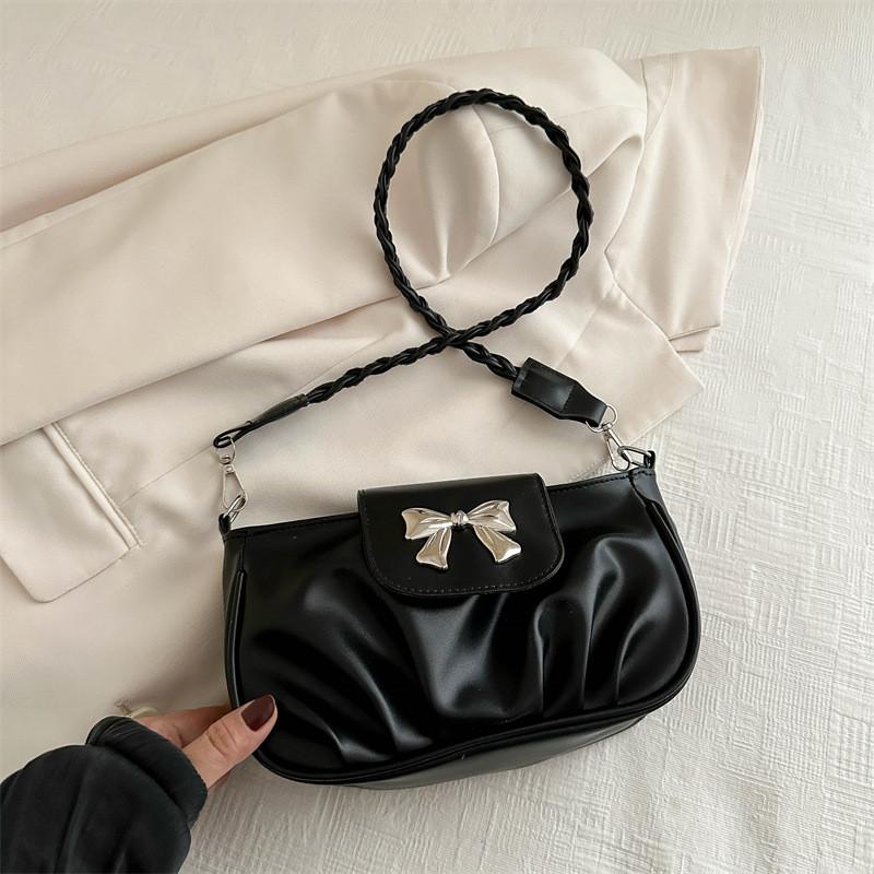 Stylish Summer Women's Bowknot Single Shoulder Bag In Trendy Black White Pink Silver