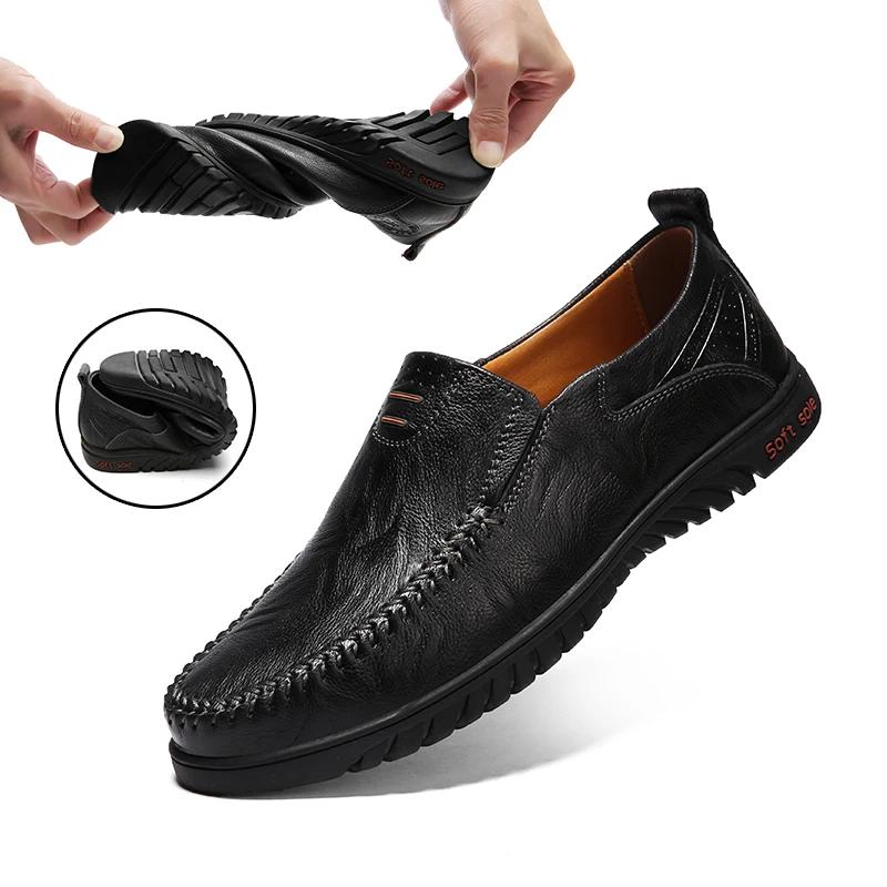 Genuine Leather Formal Lofers For Men Luxury Brand 2024 Slip On Casual Moccasins Italian Male Driving Shoes Chaussure Homme 47