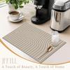 Boho Abstract Dish Drying Mat, Modern Minimalist Neutral Lined Absorbent Dish Drainer Reble Washable Drying Mat Pad for Kitchen Counter, Boho Kitchen