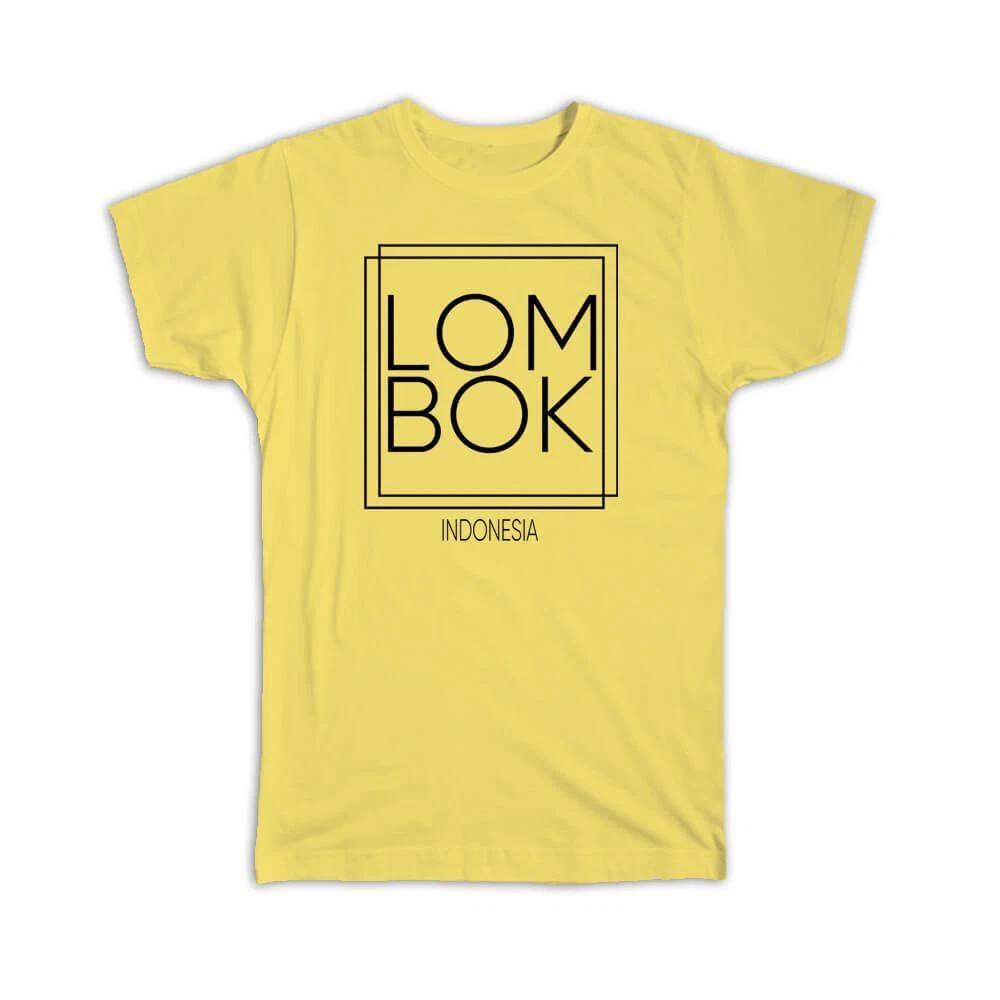 Gift T-Shirt : LOMBOK Indonesia Square Modern Minimalist Font 2XL