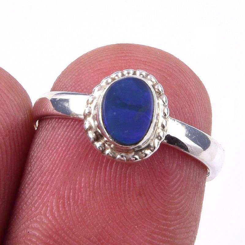 

Natural Australian Opal Gemstone 925 Solid Sterling Silver Jewelry Ring S.6 U4V46