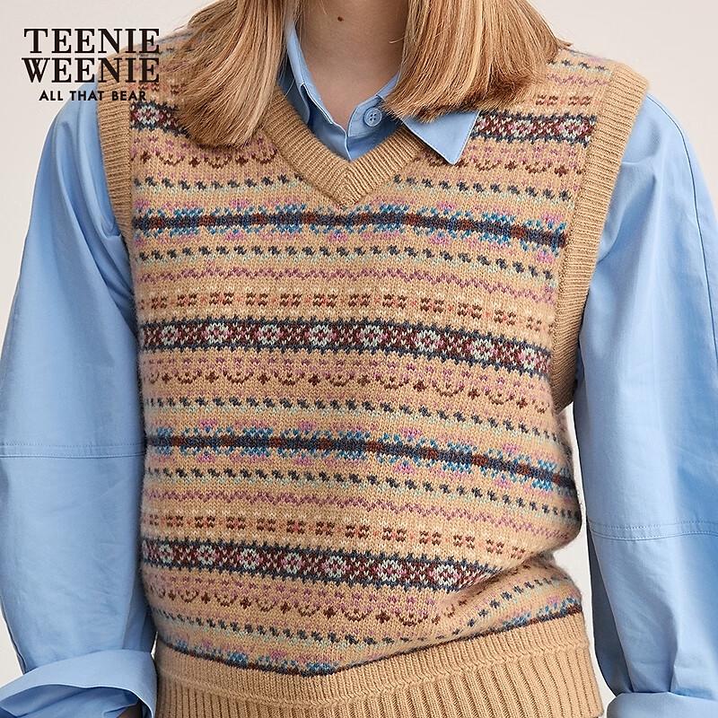 Teenie Weenie Women's Fair Isle V-Neck Knit Vest