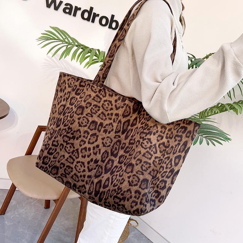 Leopard Print Large Capacity Tote Bag - Versatile Autumn/Winter Shoulder & Commuter Handbag