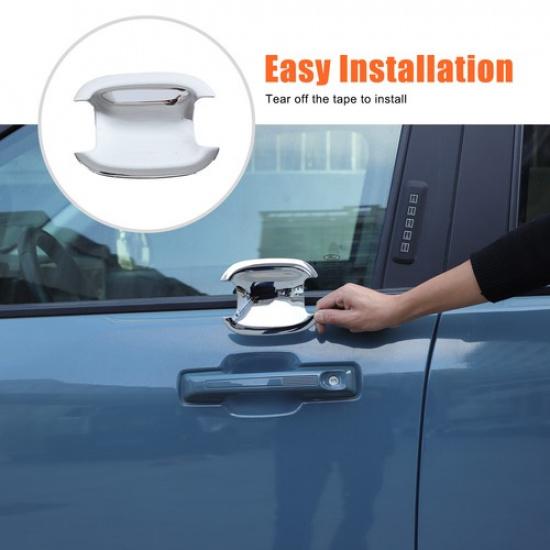 Silver Exterior Door Handle Bowl Cover Trim For Ford Maverick +