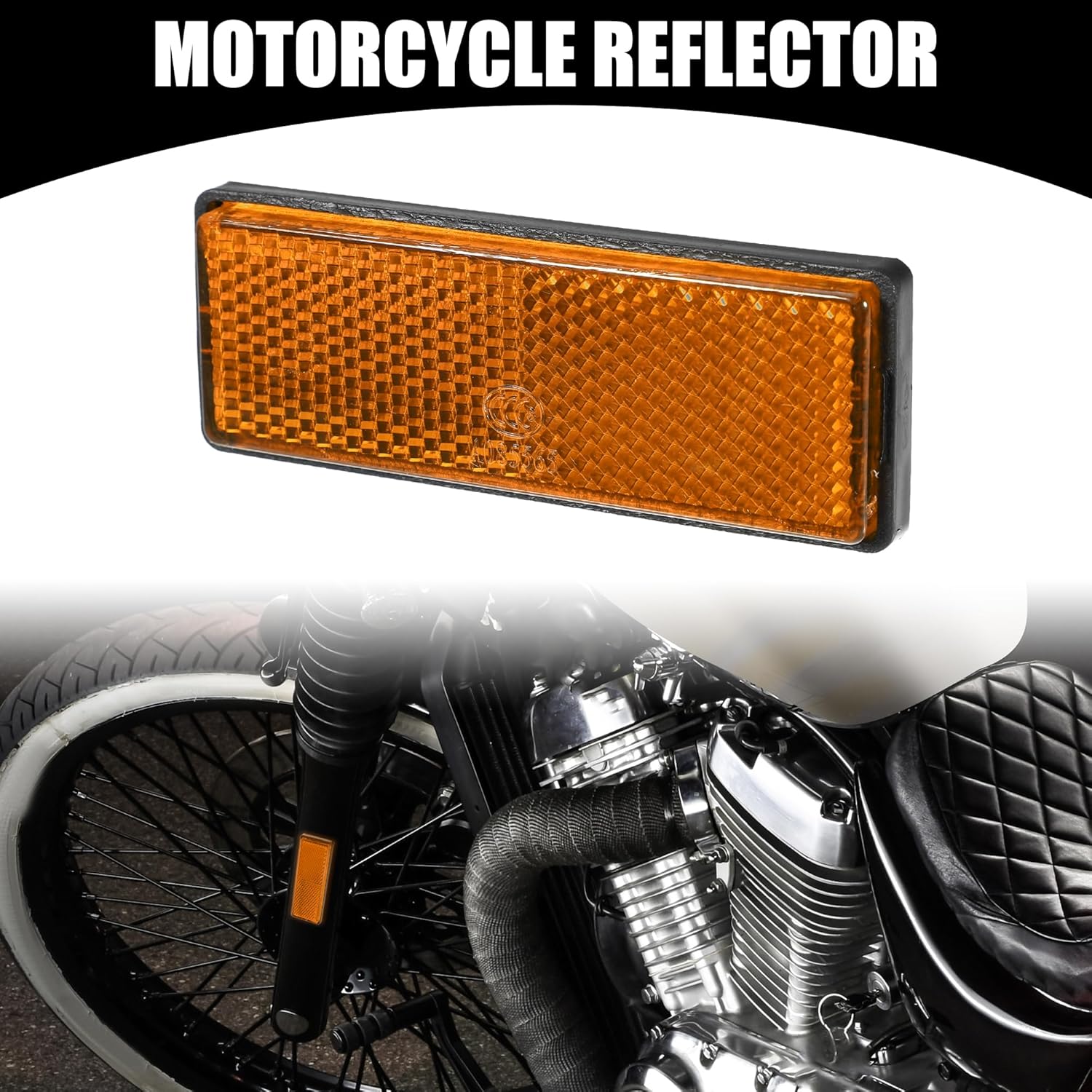 4pcs 3.46 x1.26  Universal Reflector - Rectangle Motorcycle Bike Safety Reflector Increase Visibility and Safety on The Road - Plastic Red Orange