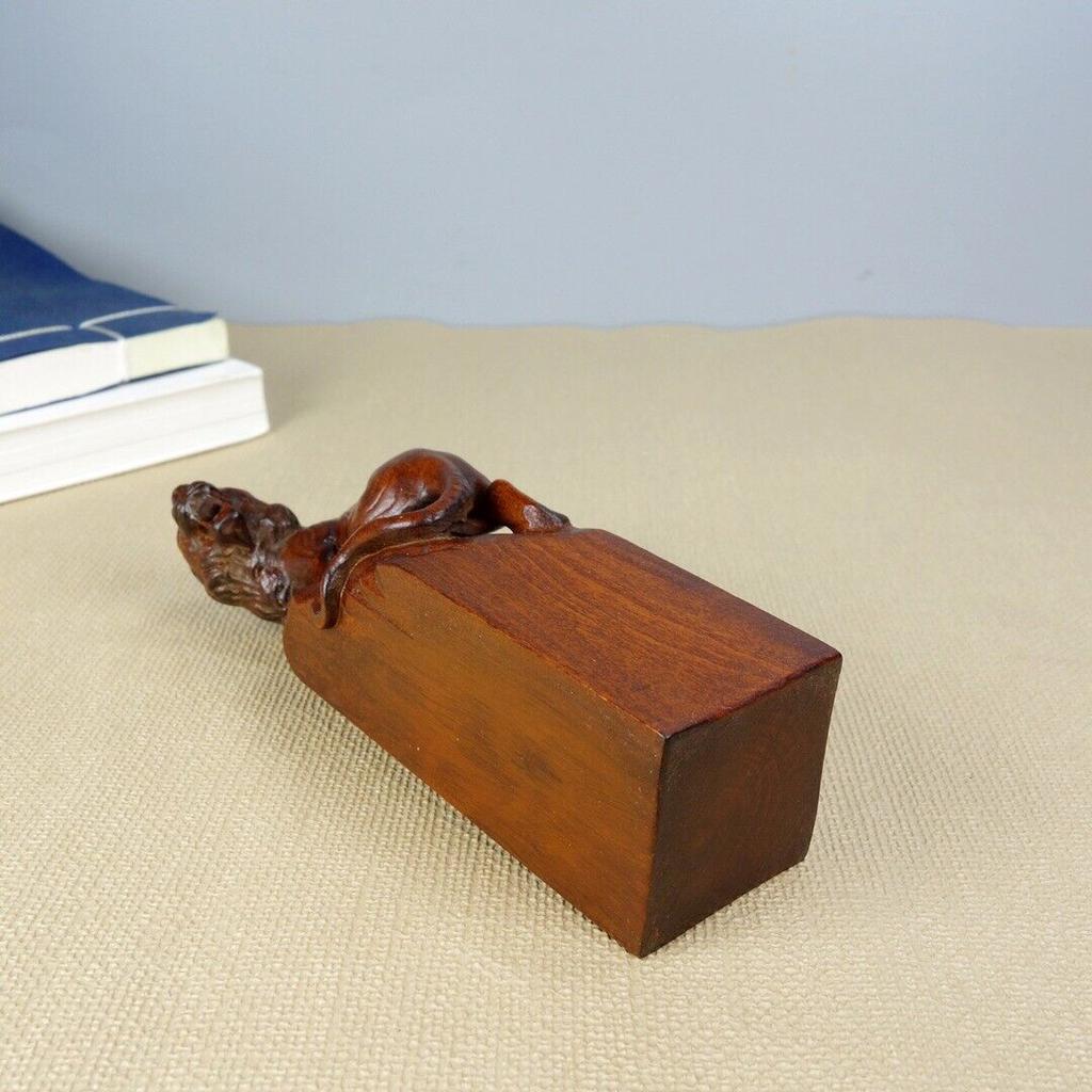 Collection Chinese Antique Boxwood Carved Exquisite Tiger Statue Seal Decor Art