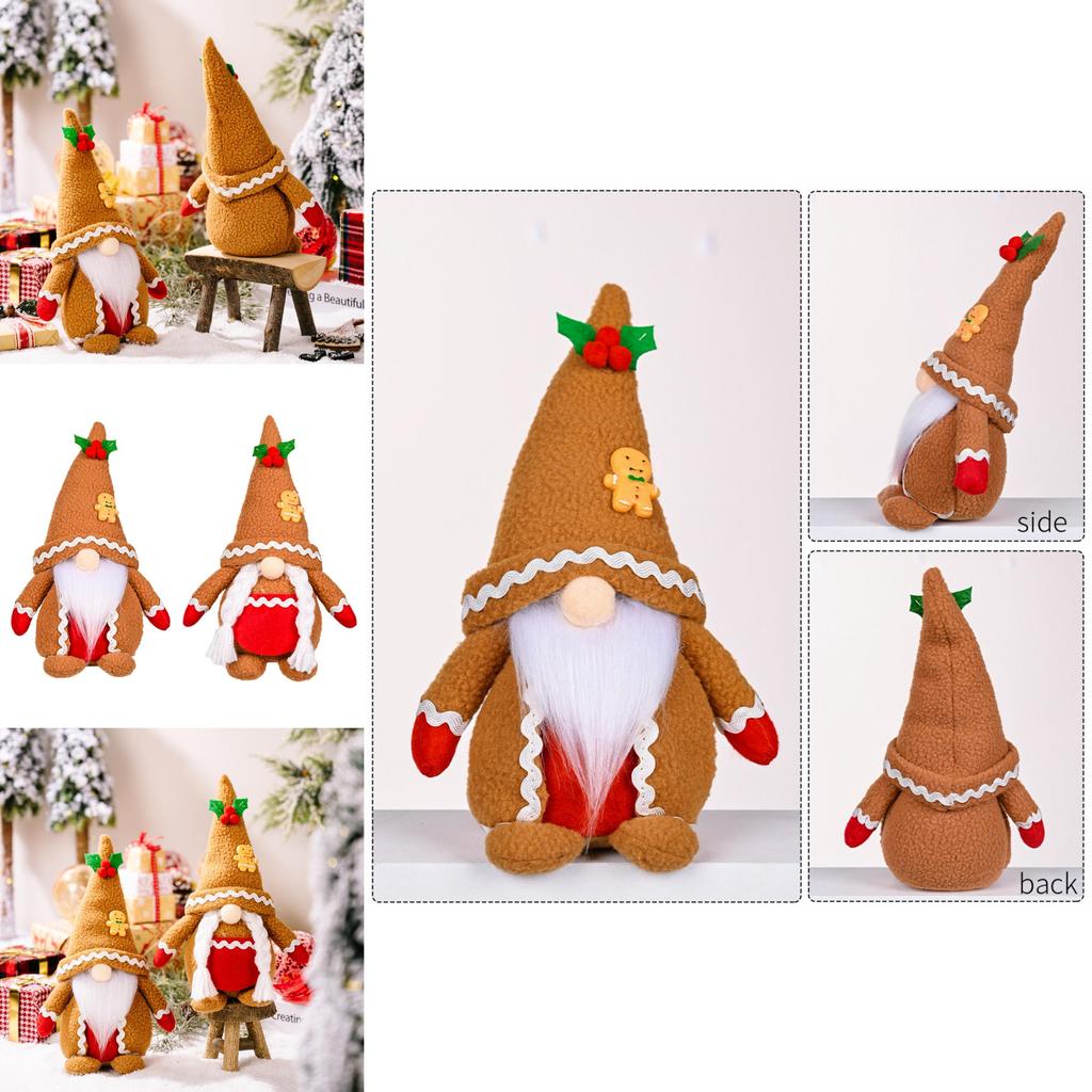 Delightful Khaki Gingerbread Man Needle Hat Rudolf Plush Doll For Christmas Cheer