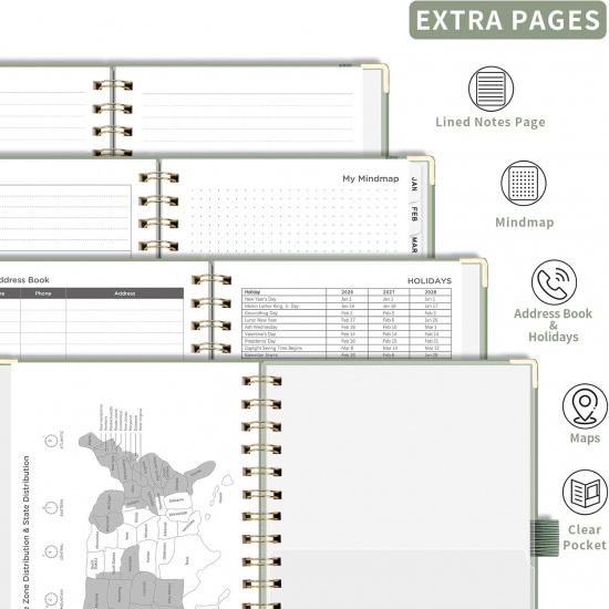 AHGXG 2026 Planner, Weekly and Monthly, 2026 Calendar, Jan 2026 - Dec 2026, Hardcover with Monthly Tabs, 100 GSM Thick Paper, for Women School Home