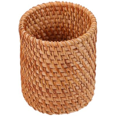 כלי הגשה צינור אחסון קש Boho בית תפאורה מחזיק עט סל ארוג כלי שולחן משרד מיכל עץ