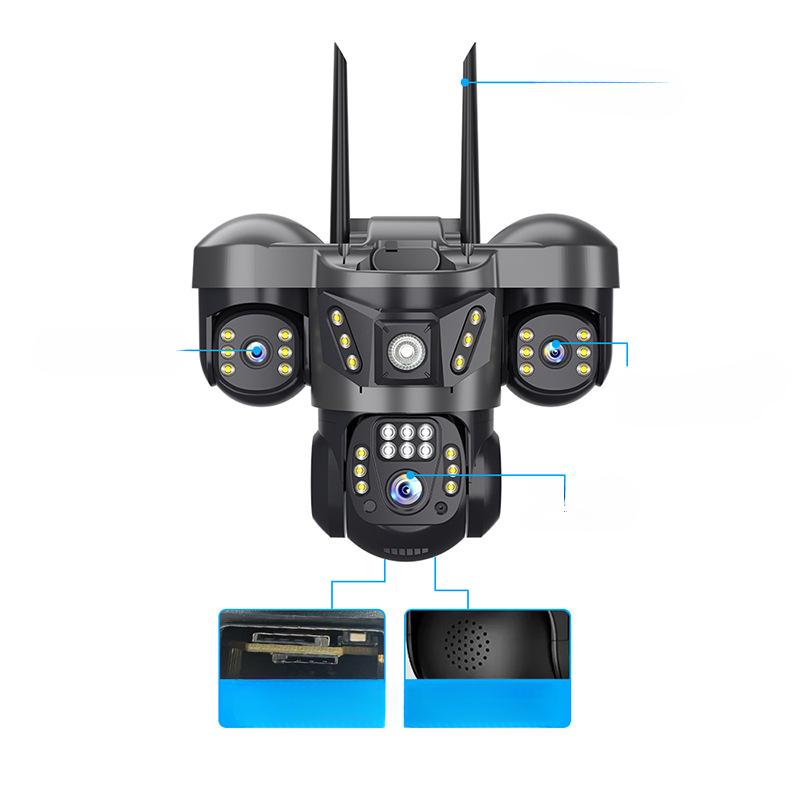 Three-Screen Surveillance Home Camera Real Three-Eye Ball Grabbing Full-Color Night Vision Intelligent Surveillance Camera New Product
