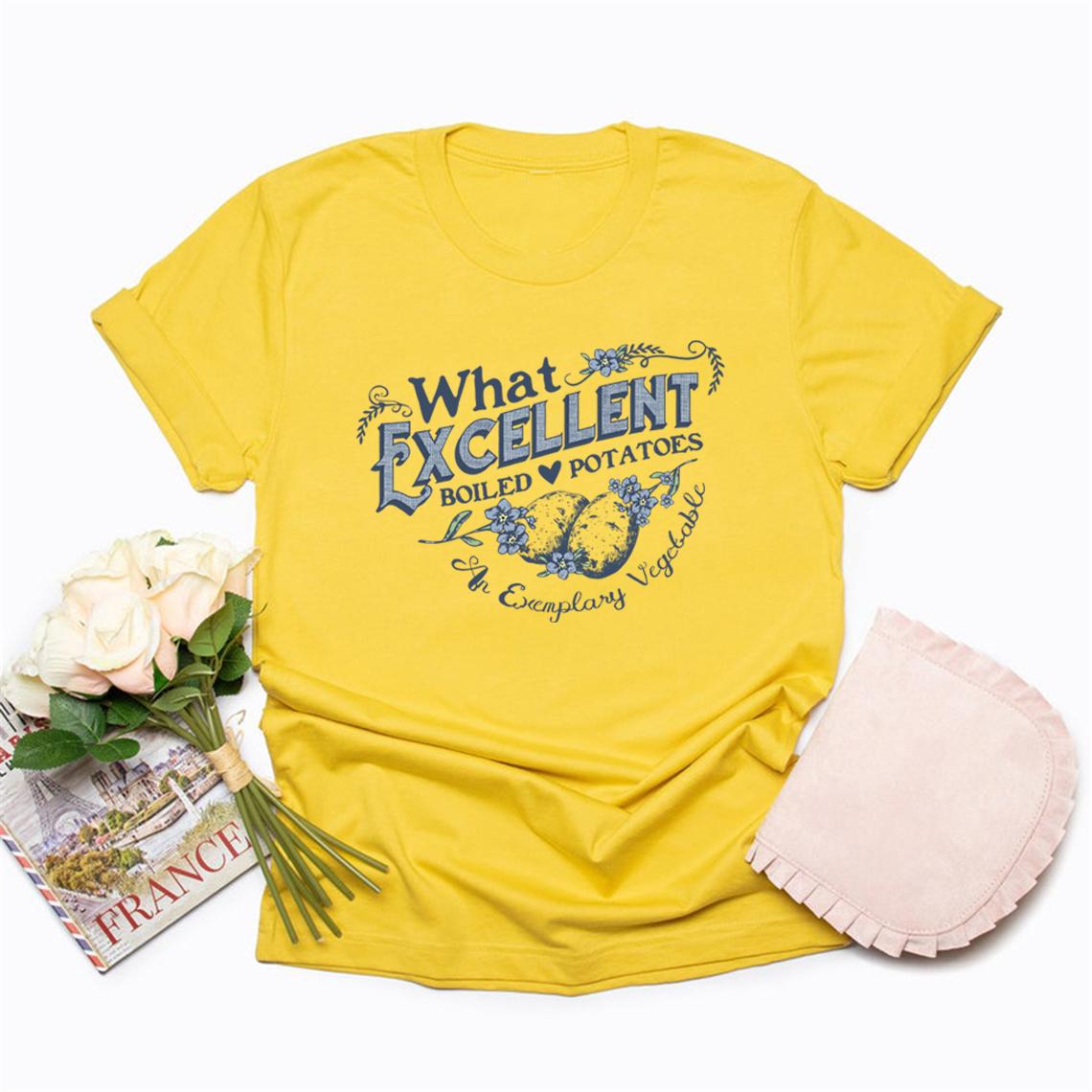 Какая Отличная Вареная Картошка Смешной Мем Футболка Гордость и Предубеждение Фитцуильям Дарси Футболка Женские Футболки Винтажные Футболки XXXL жёлтый
