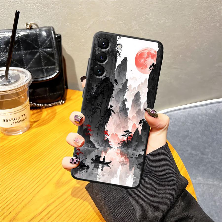 Case for Samsung Galaxy A15 A04 A05 A50 A16 A40 A70 A13 A20 A06 A17 A12 Funda Phone Cover Ink Art Print Japanese Landscape