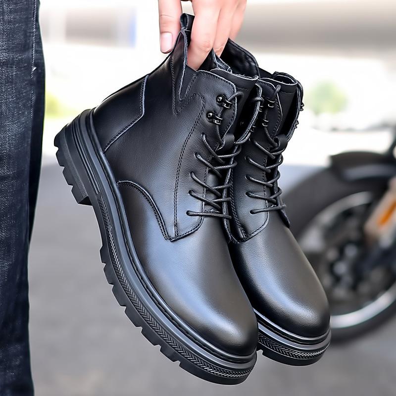 Autumn Men's Martin Boots Men's Leather First Layer Cowhide Casual Men's Boots High Street Trend High Top Leather Boots Men's