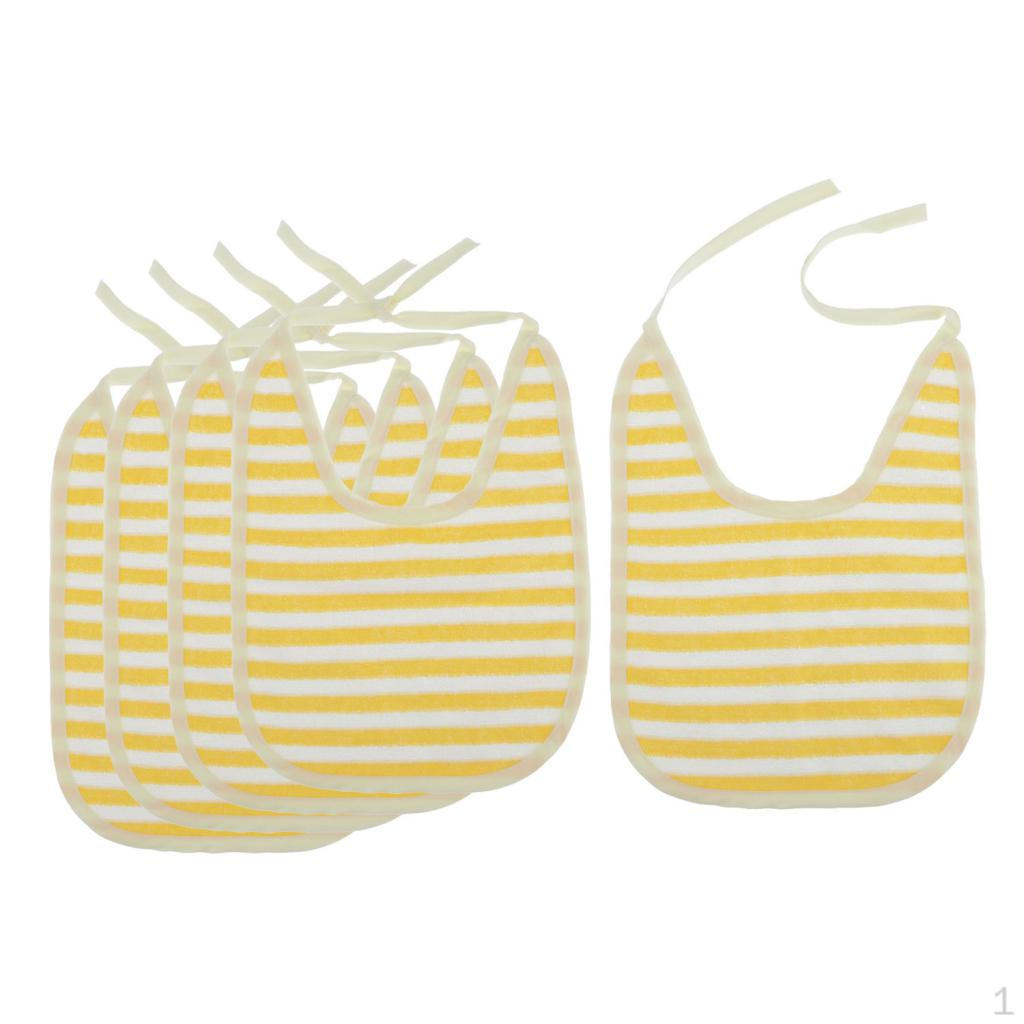 5 Pcs Waterproof Bibs Kids / Toddlers (Large Size) - Stripes Adult Bib for Eating Mealtime Cloth