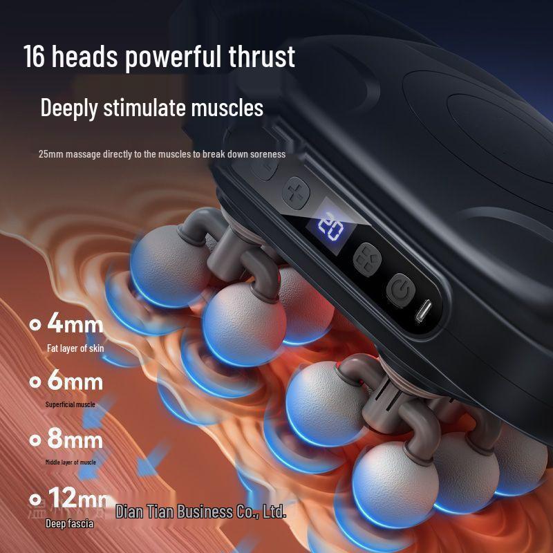 Cross-new 16-Head Professional Fascia Gun: 20-Gear Muscle Relaxation & Red Light Therapy Massager