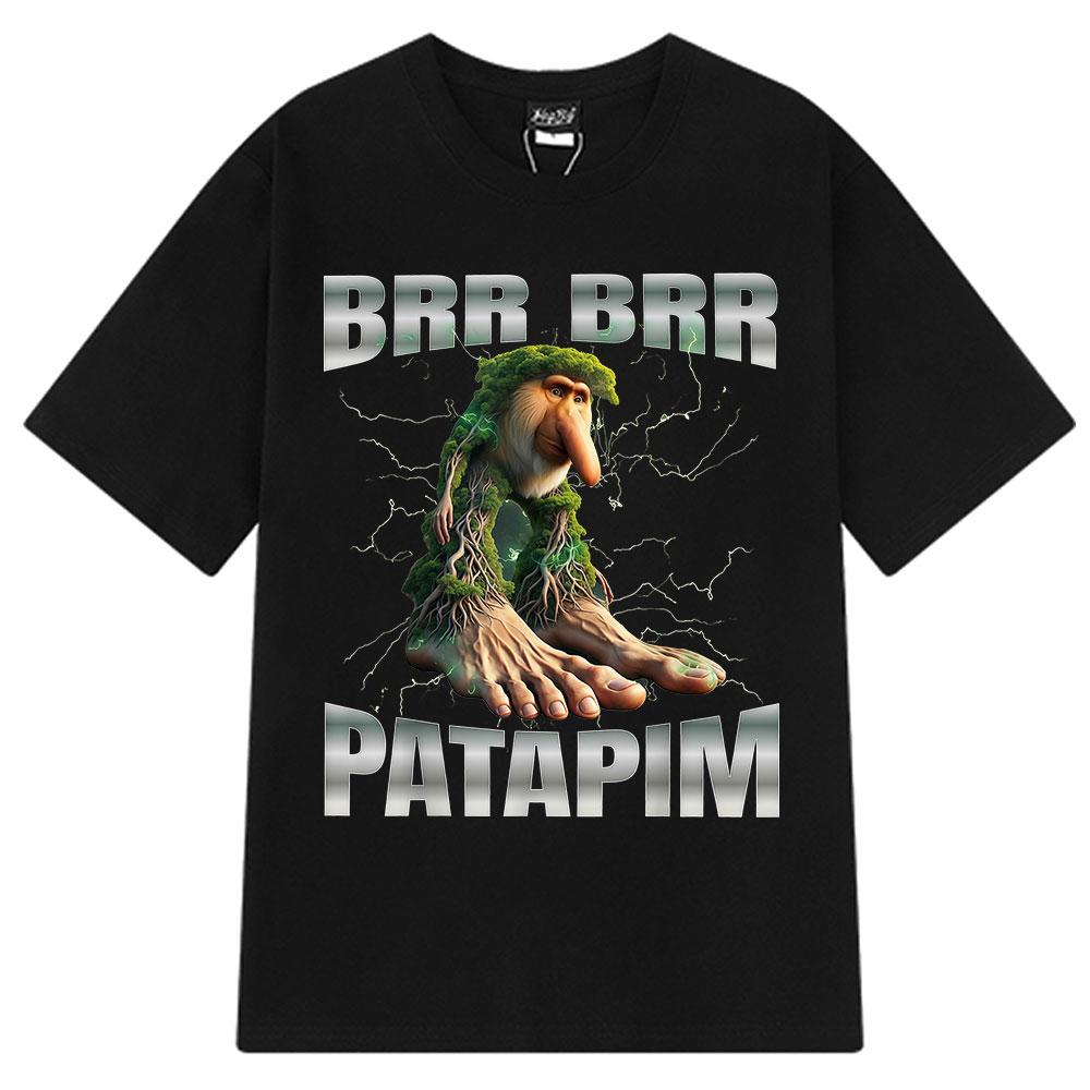 Brr Brr Patapim T Shirt Funny Italian Brainrot Meme Graphic Tshirt Unisex Women Summer 100 Cotton Cozy Soft ONeck Tshirts Tops