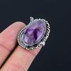 Mothers Day Deal Natural Star Amethyst Sterling Silver Solitaire Ring Size 7.5