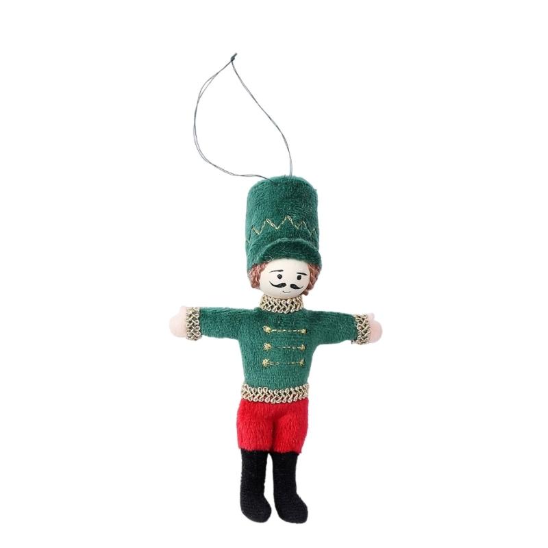 Classical Fabric Nut Cracker Soldier Figures Christmas Tree Hanging Ornaments Holiday Home Decoration