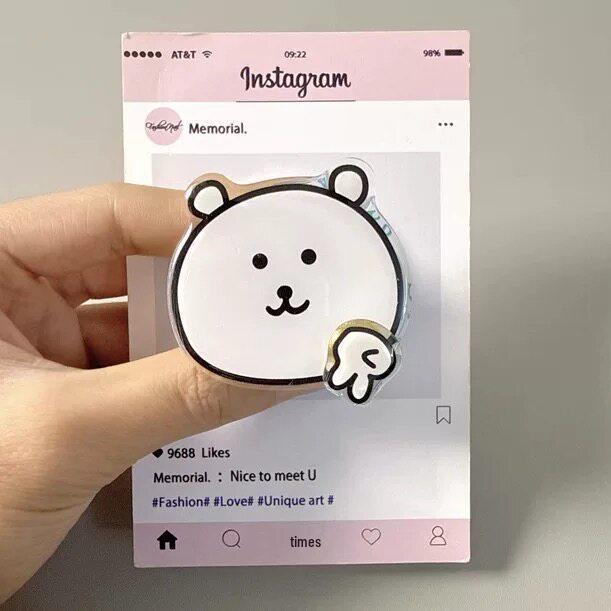 Adorable Cartoon Bear MagSafe-Compatible Magnetic Phone Holder - Retractable & Foldable Design for Strong Magnetic Attraction