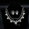3pcs Soft Romantic Butterfly Imitation Pearl Inlaid Alloy Bridal Necklace Earrings Sweet Wedding Party Formal Wear Jewelry Set