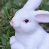 Cute Bunny Figurine 2Pcs Realistic White Rabbit Garden Statues, Weatherproof Resin Sculpture for Yard Bonsai Decoration Patio, Animal Ornament,