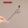 Haarnadel mit roter Blume und Quaste im chinesischen Stil für Damen