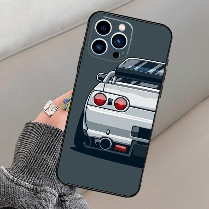 iPhone15Pro Max Mobile Phone Case GTR Sports Car JDM Mobile Phone Case Is Sent On Behalf of Others, Painted and Anti-drop.