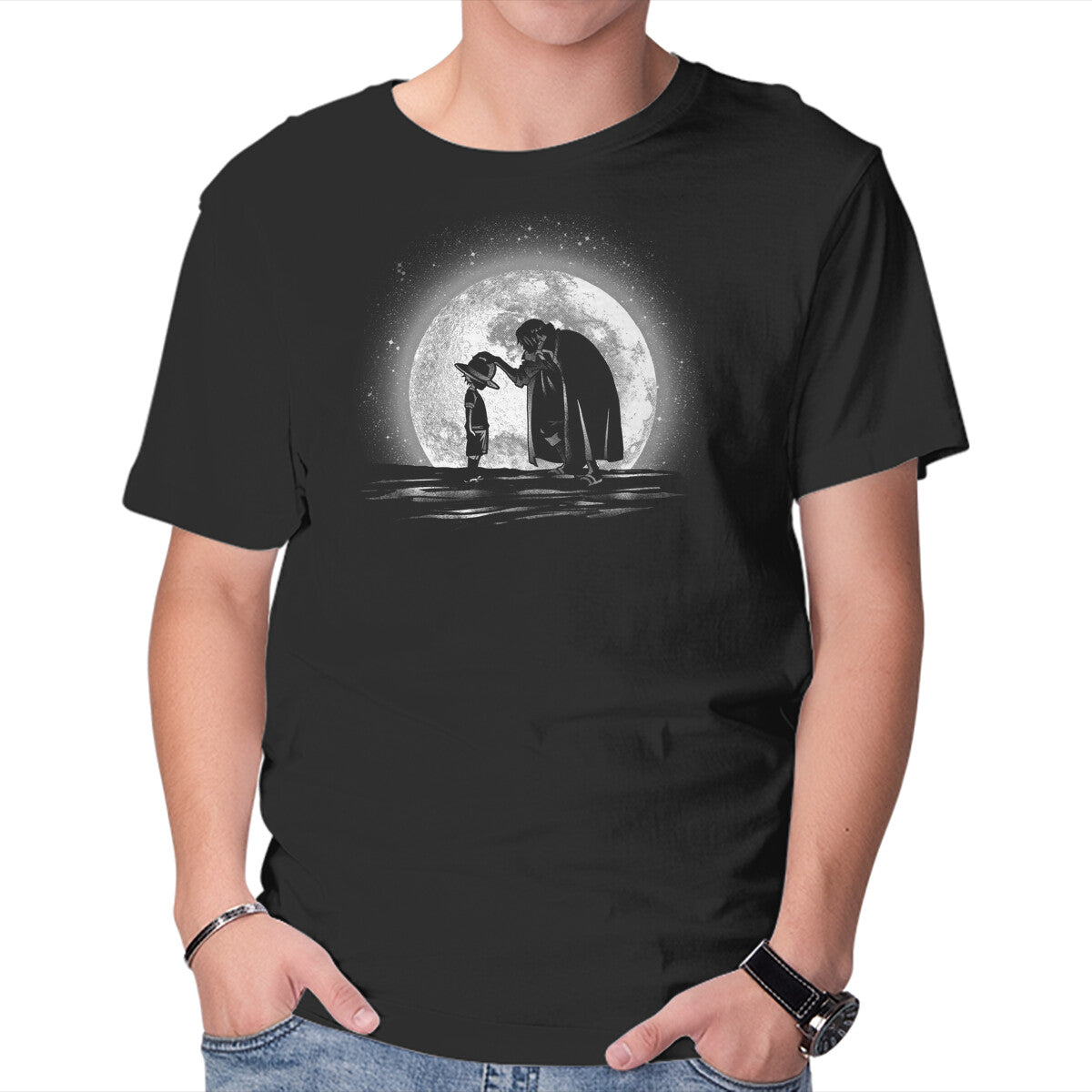 Unisex Crew Neck T-Shirt Moonlight Straw Hat Graphic Short Sleeve Casual Tee XXXL