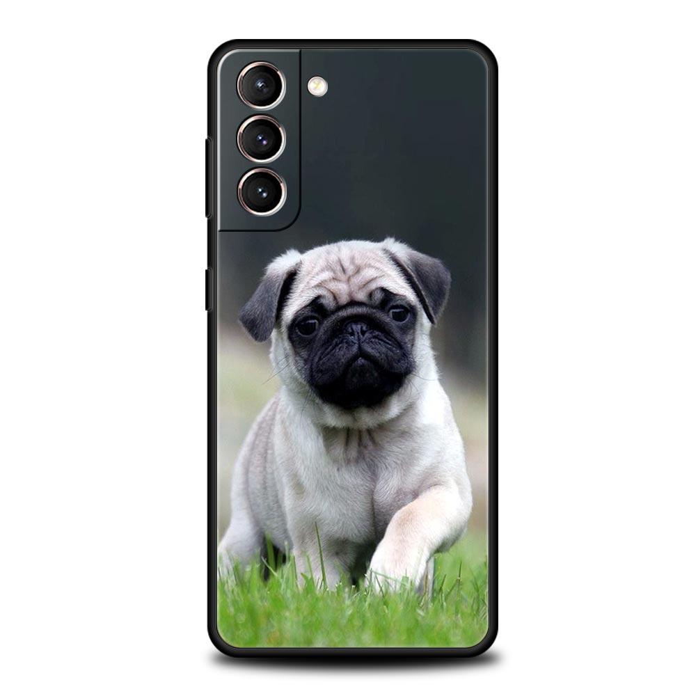 Cute Pug Dog Phone Case For Samsung Galaxy S24 S23 S22 S20 Ultra S21 FE 5G S10 S9 Plus S10E S8 Soft Silicone Cover