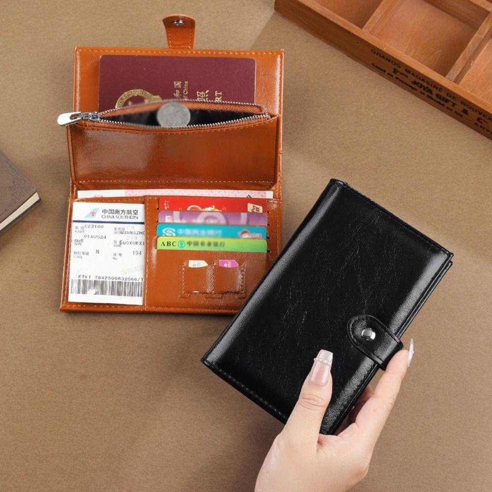 

Card Holder PU Leather Passport Bag Purse Storage Card Bag Portable Passport Clip Women чорний