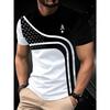 Men Casual Graphic T-Shirt - Black & White Abstract Design, Short Sleeve, Round Neck  Stretchy Summer, Streetwear Style, Everyday Comfort Tee