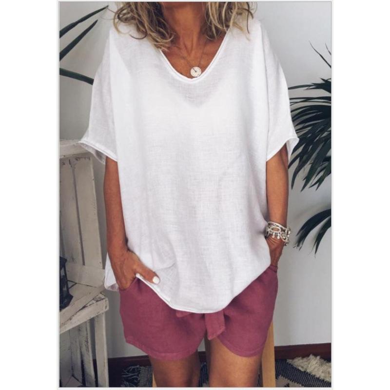 

Свободная повседневная футболка с короткими рукавами, которая хорошо подойдет женщинам весной и летом S белый