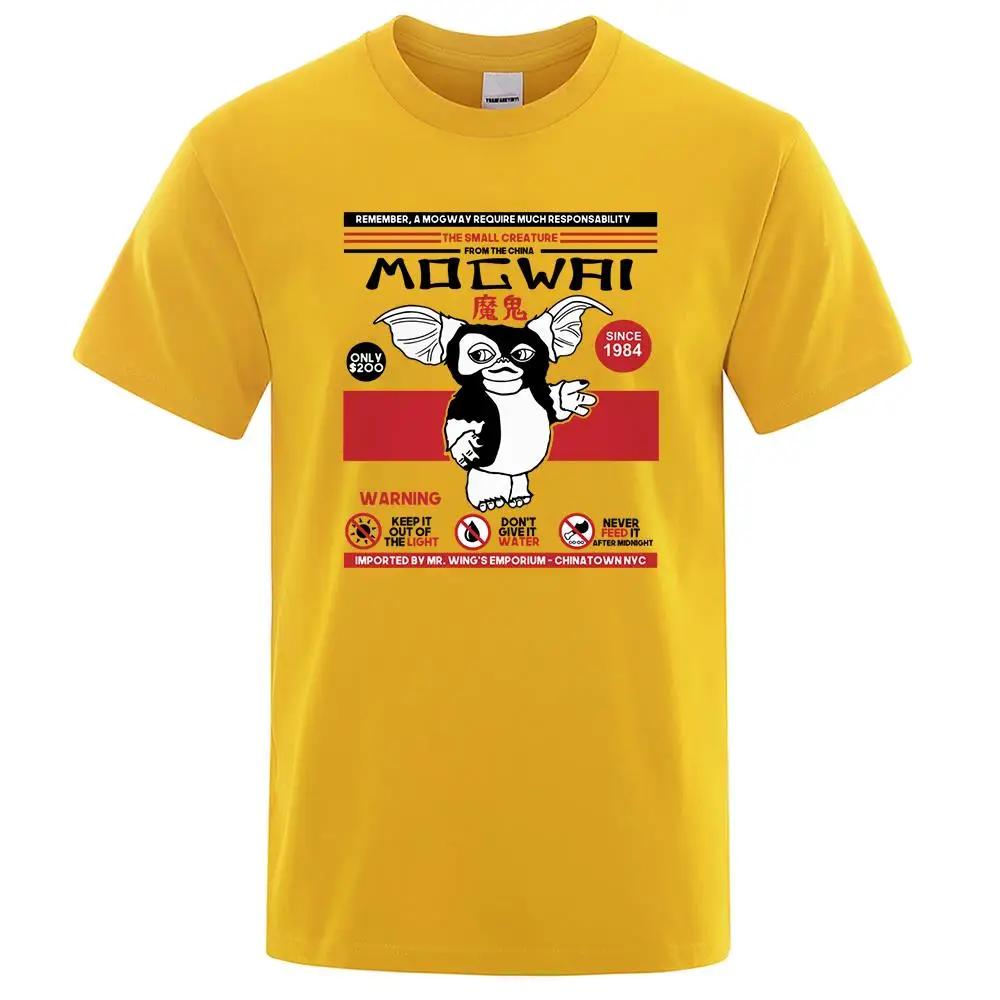

Помните, что Могвай требует большой ответственности. Японские футболки с аниме. Мужские футболки с героями мультфильмов из хлопка. Новая модная футболка из хлопка. XXXXXL жёлтый